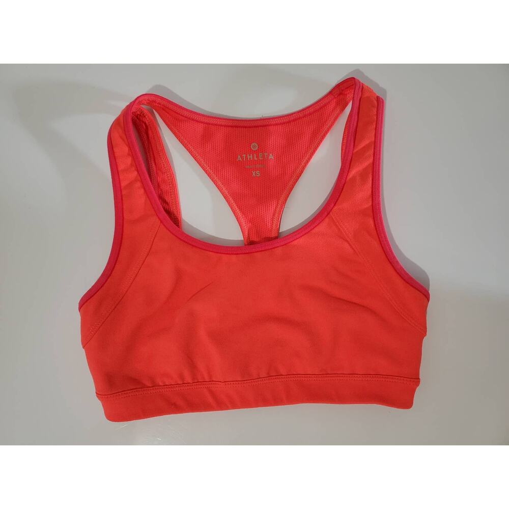 Athleta Triple Dare Sports Bra Red It Neon Women's Size XS Activewear Athletic - Picture 2 of 10